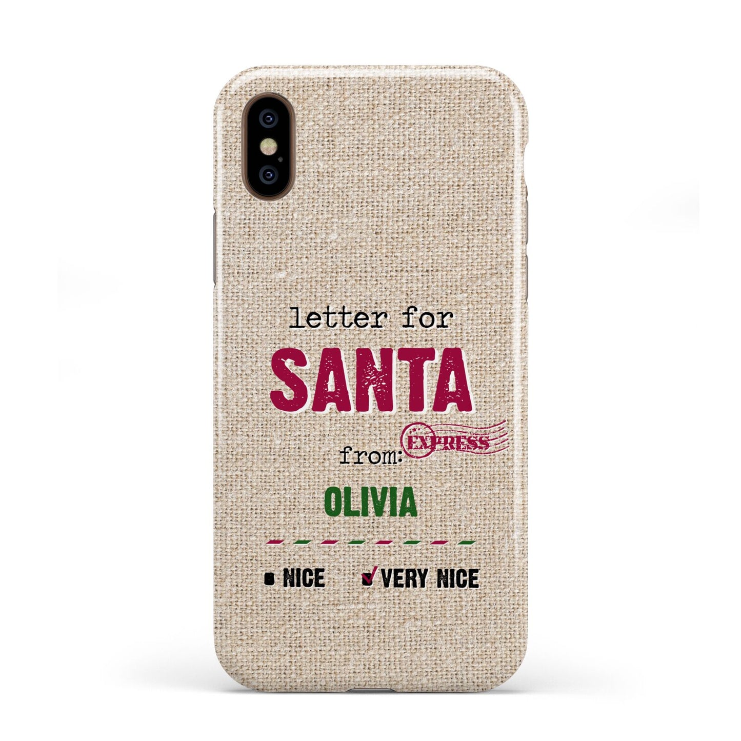 Letters to Santa Personalised Apple iPhone XS 3D Tough