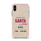 Letters to Santa Personalised Apple iPhone Xs Impact Case Pink Edge on Silver Phone