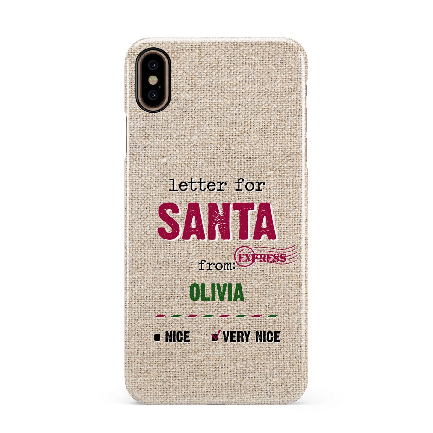 Letters to Santa Personalised Apple iPhone Xs Max 3D Snap Case