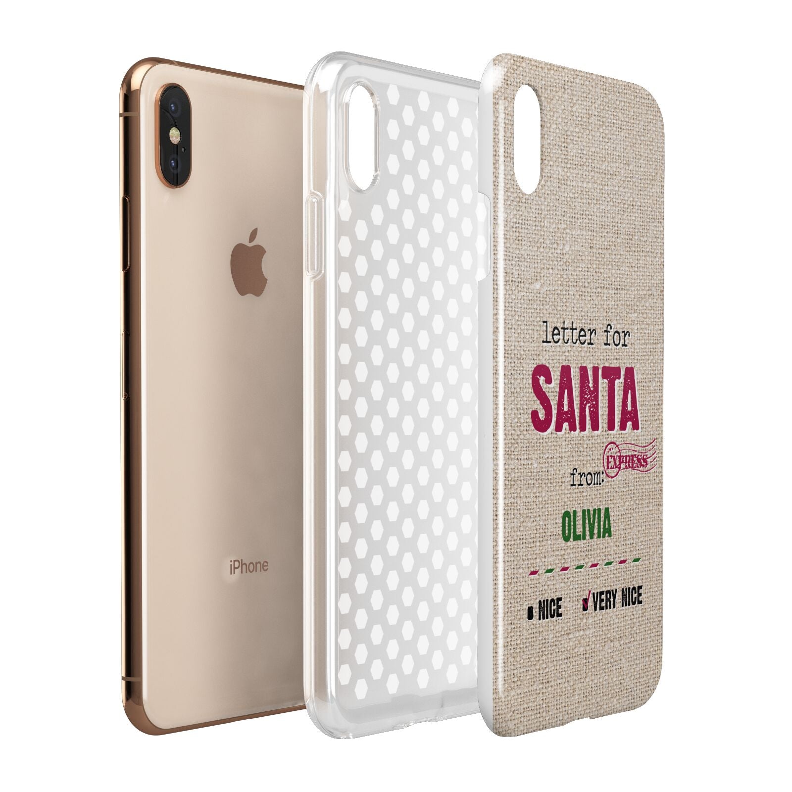 Letters to Santa Personalised Apple iPhone Xs Max 3D Tough Case Expanded View