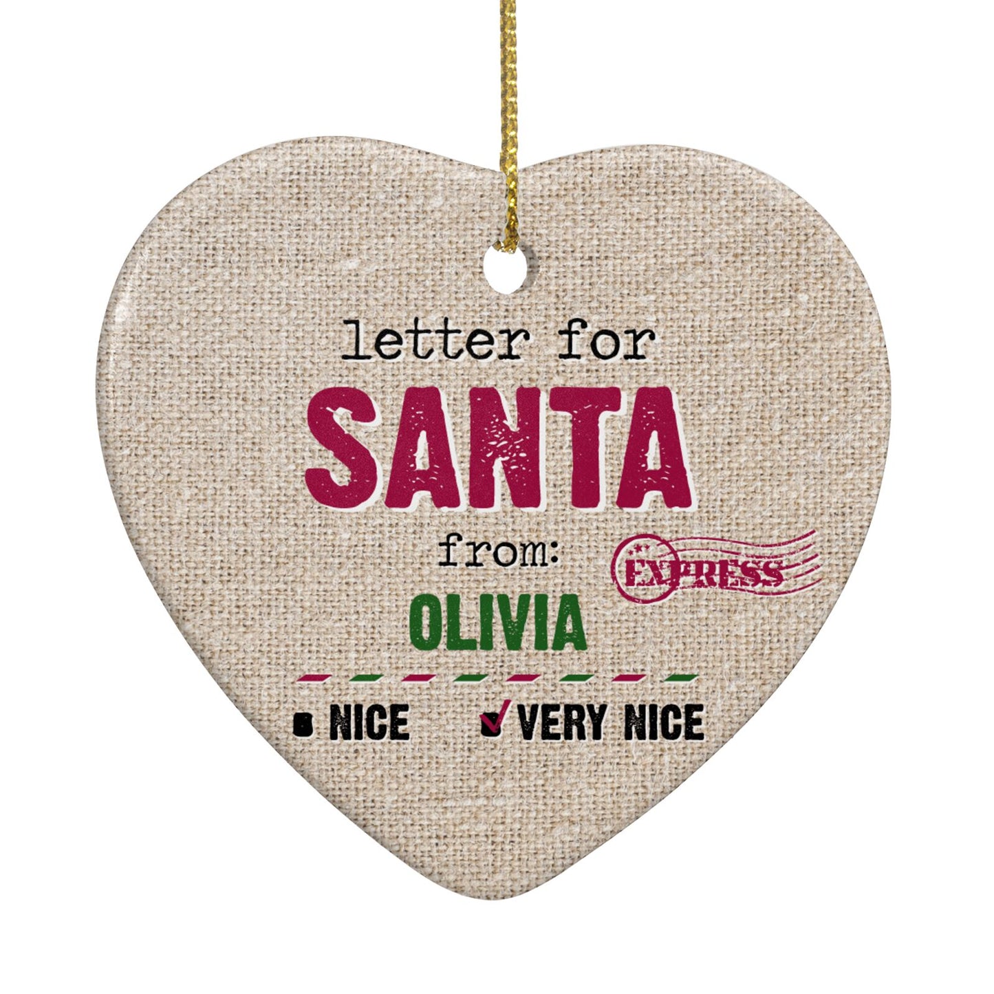 Letters to Santa Personalised Heart Decoration
