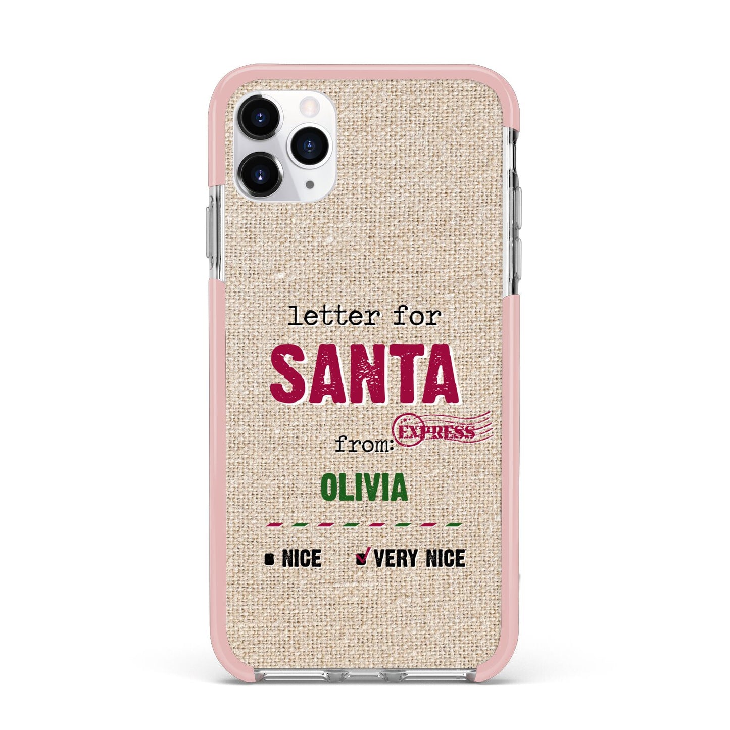 Letters to Santa Personalised iPhone 11 Pro Max Impact Pink Edge Case