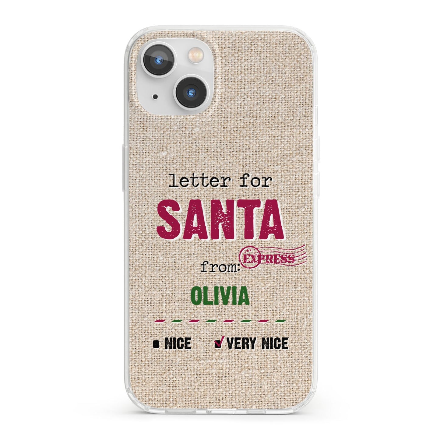 Letters to Santa Personalised iPhone 13 Clear Bumper Case