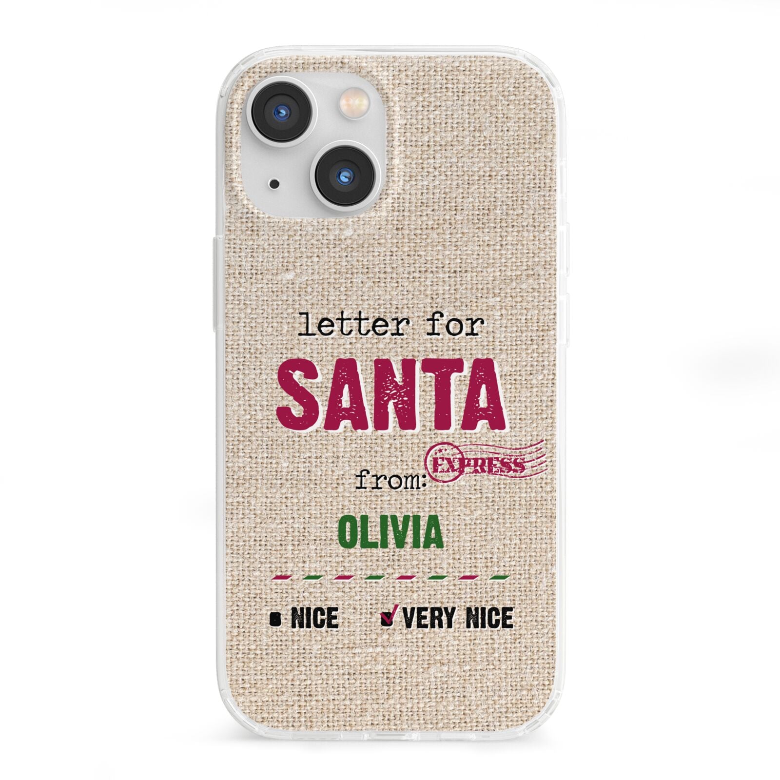 Letters to Santa Personalised iPhone 13 Mini Clear Bumper Case