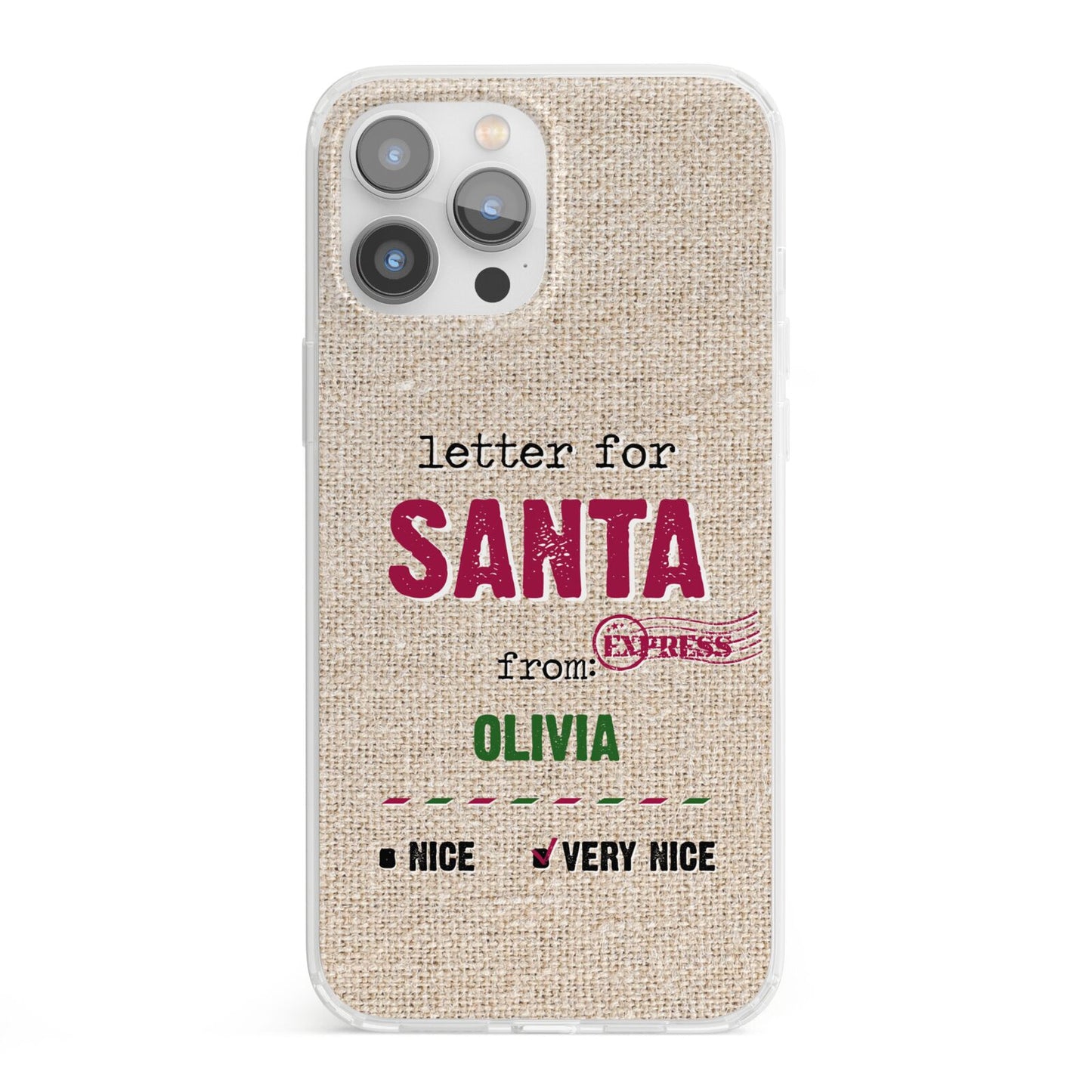 Letters to Santa Personalised iPhone 13 Pro Max Clear Bumper Case