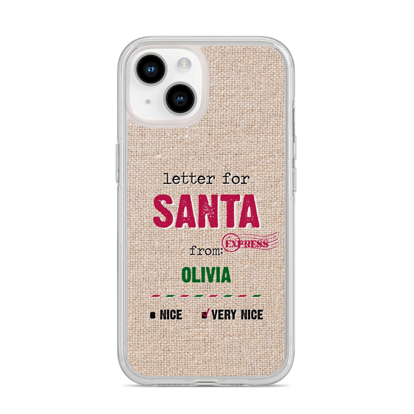 Letters to Santa Personalised iPhone 14 Clear Tough Case Starlight