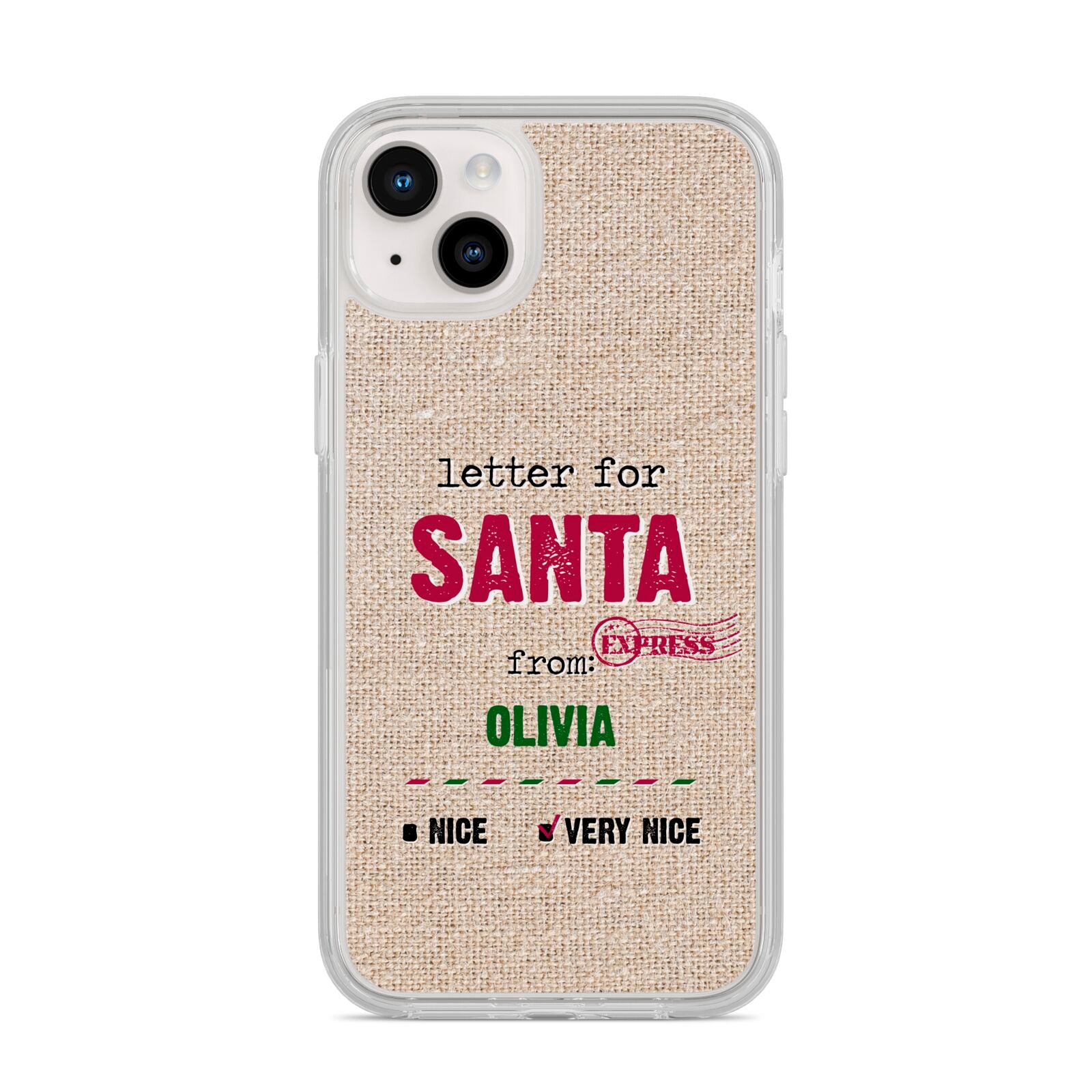 Letters to Santa Personalised iPhone 14 Plus Clear Tough Case Starlight