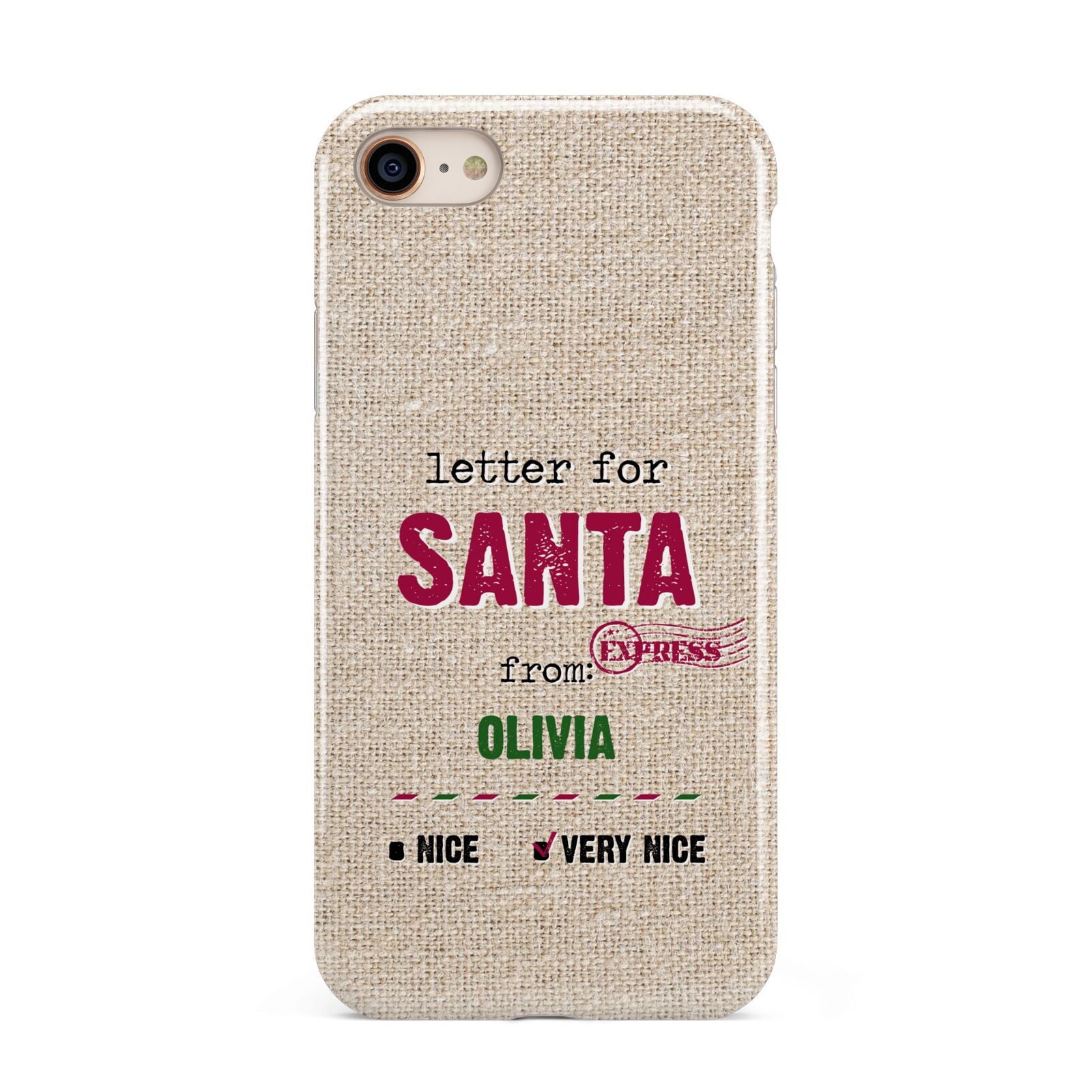 Letters to Santa Personalised iPhone 8 3D Tough Case on Gold Phone