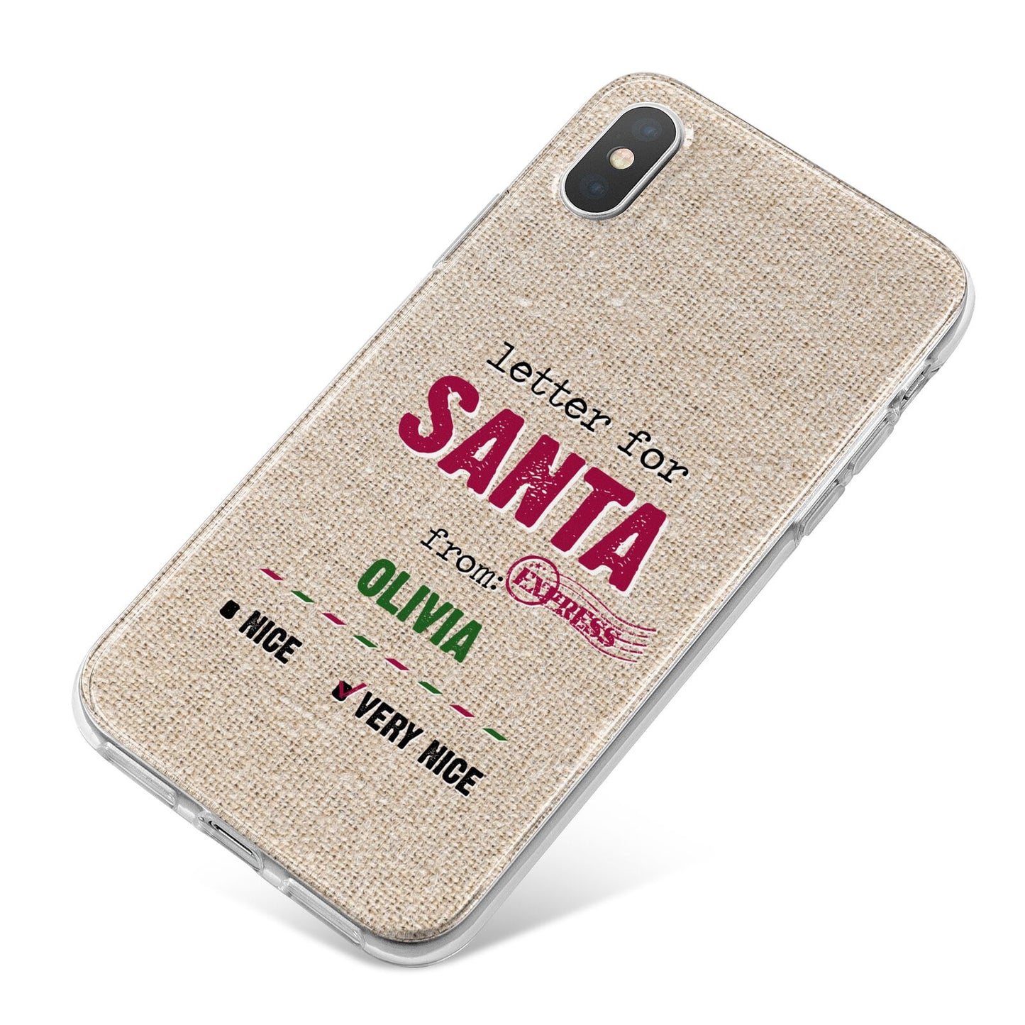 Letters to Santa Personalised iPhone X Bumper Case on Silver iPhone
