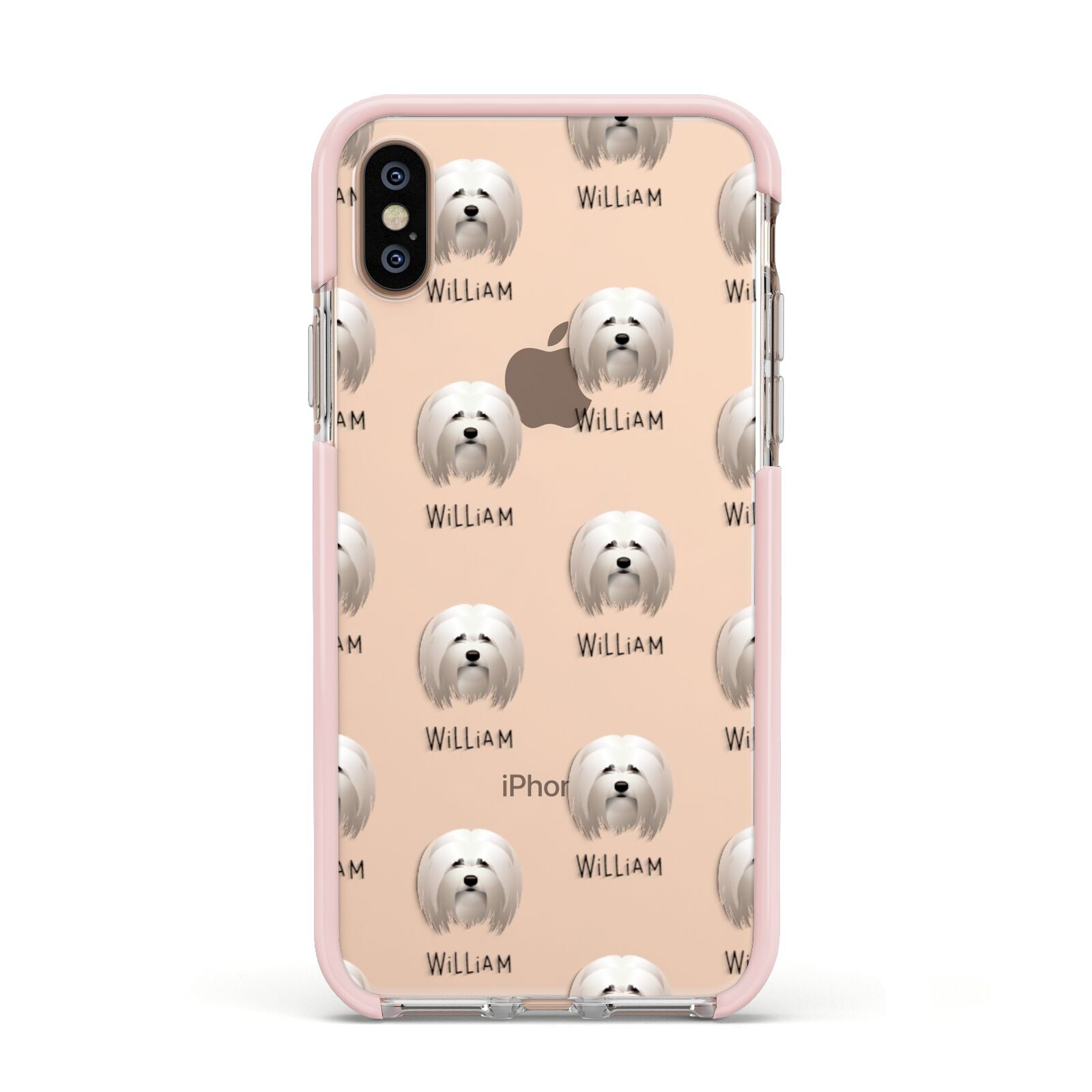 Lhasa Apso Icon with Name Apple iPhone Xs Impact Case Pink Edge on Gold Phone