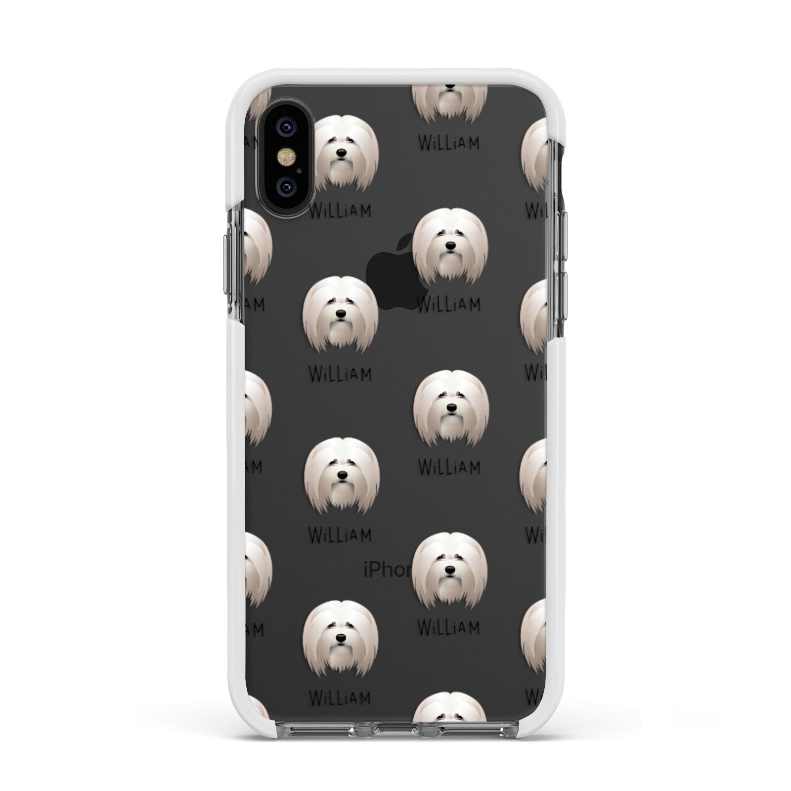 Lhasa Apso Icon with Name Apple iPhone Xs Impact Case White Edge on Black Phone