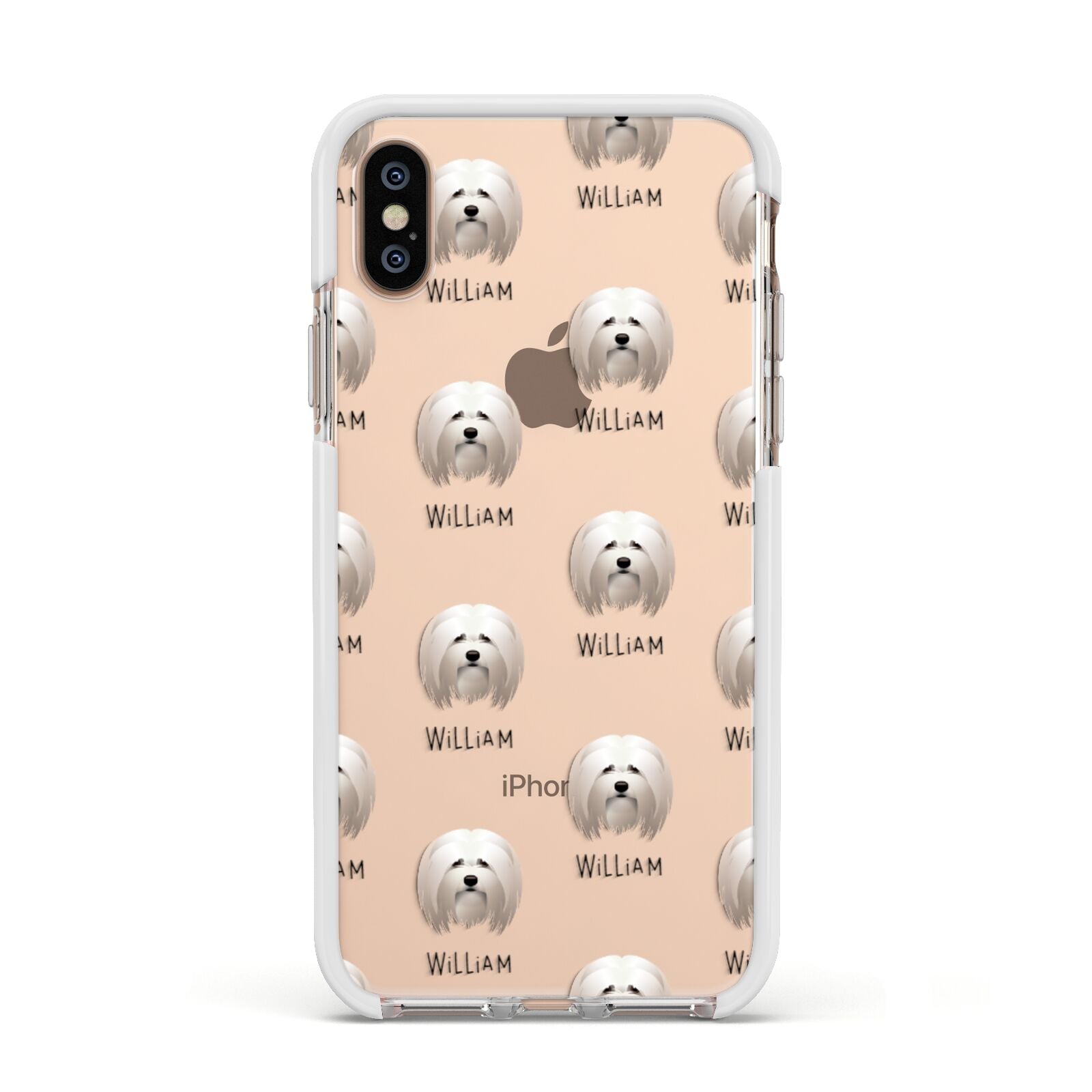 Lhasa Apso Icon with Name Apple iPhone Xs Impact Case White Edge on Gold Phone