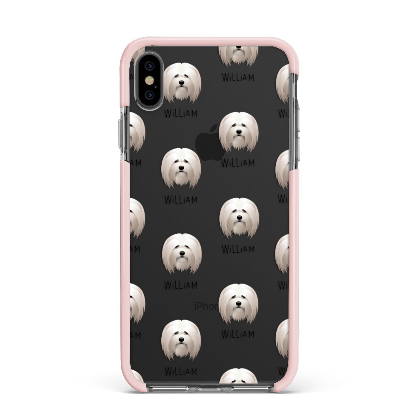 Lhasa Apso Icon with Name Apple iPhone Xs Max Impact Case Pink Edge on Black Phone