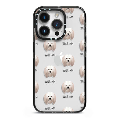 Lhasa Apso Icon with Name iPhone 14 Pro Black Impact Case on Silver phone