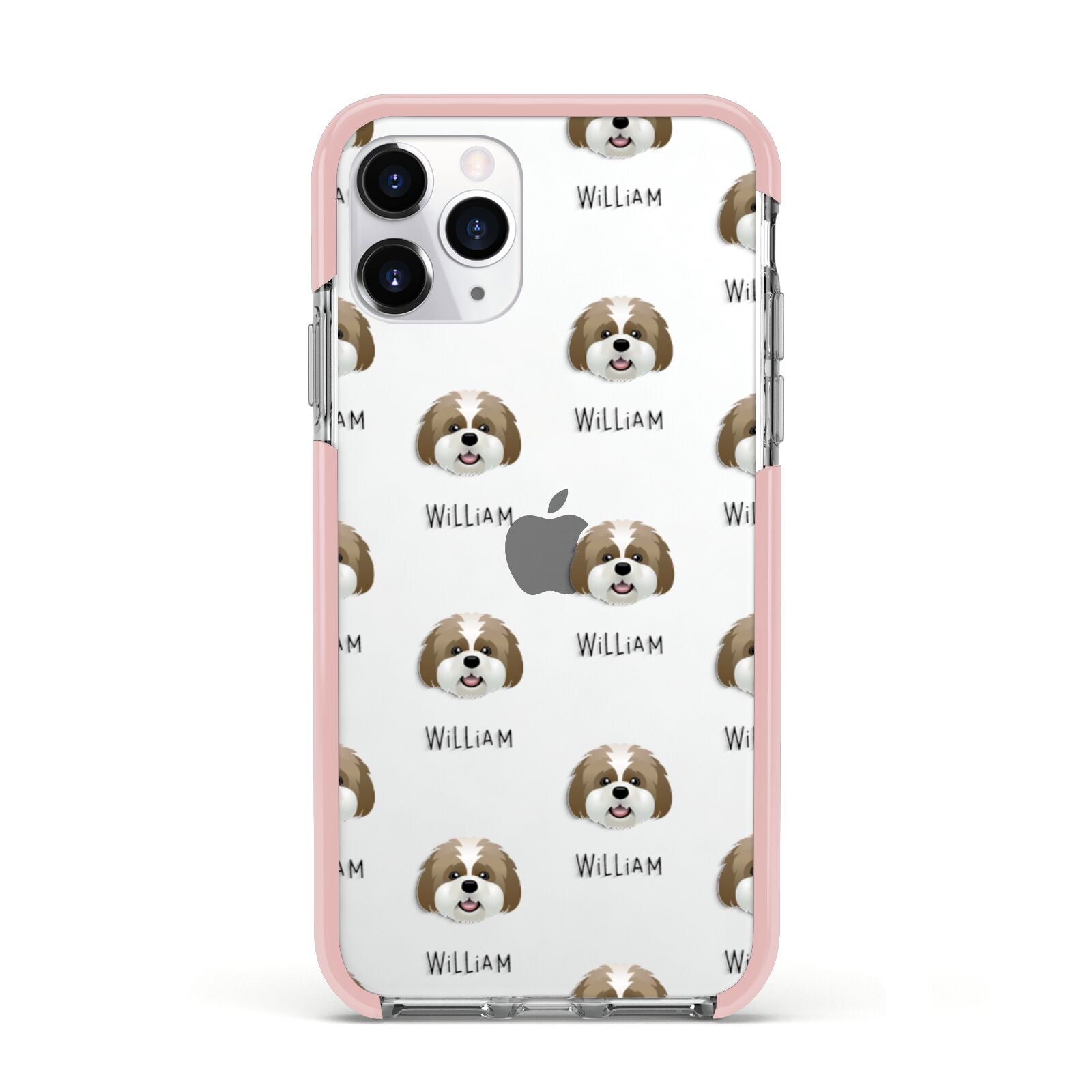 Lhatese Icon with Name Apple iPhone 11 Pro in Silver with Pink Impact Case