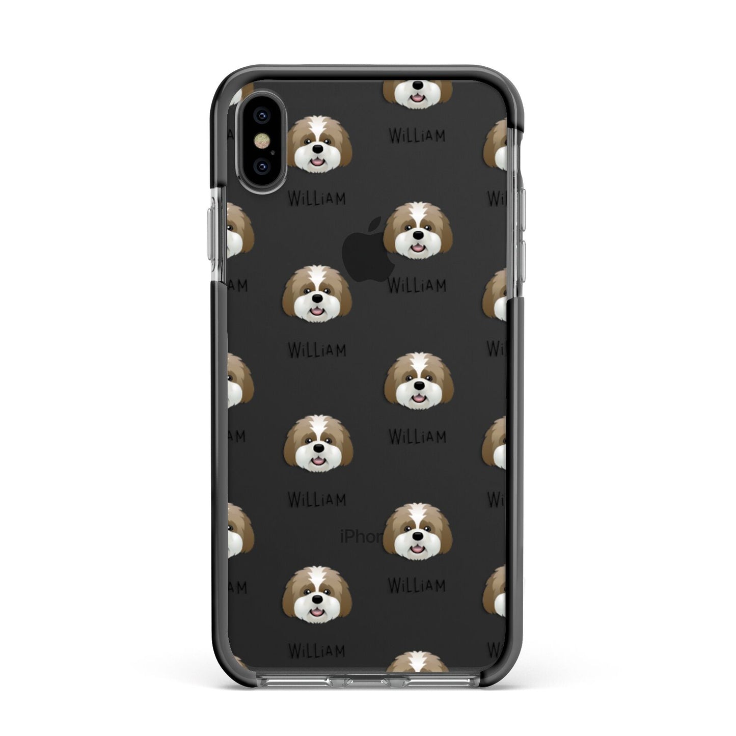 Lhatese Icon with Name Apple iPhone Xs Max Impact Case Black Edge on Black Phone