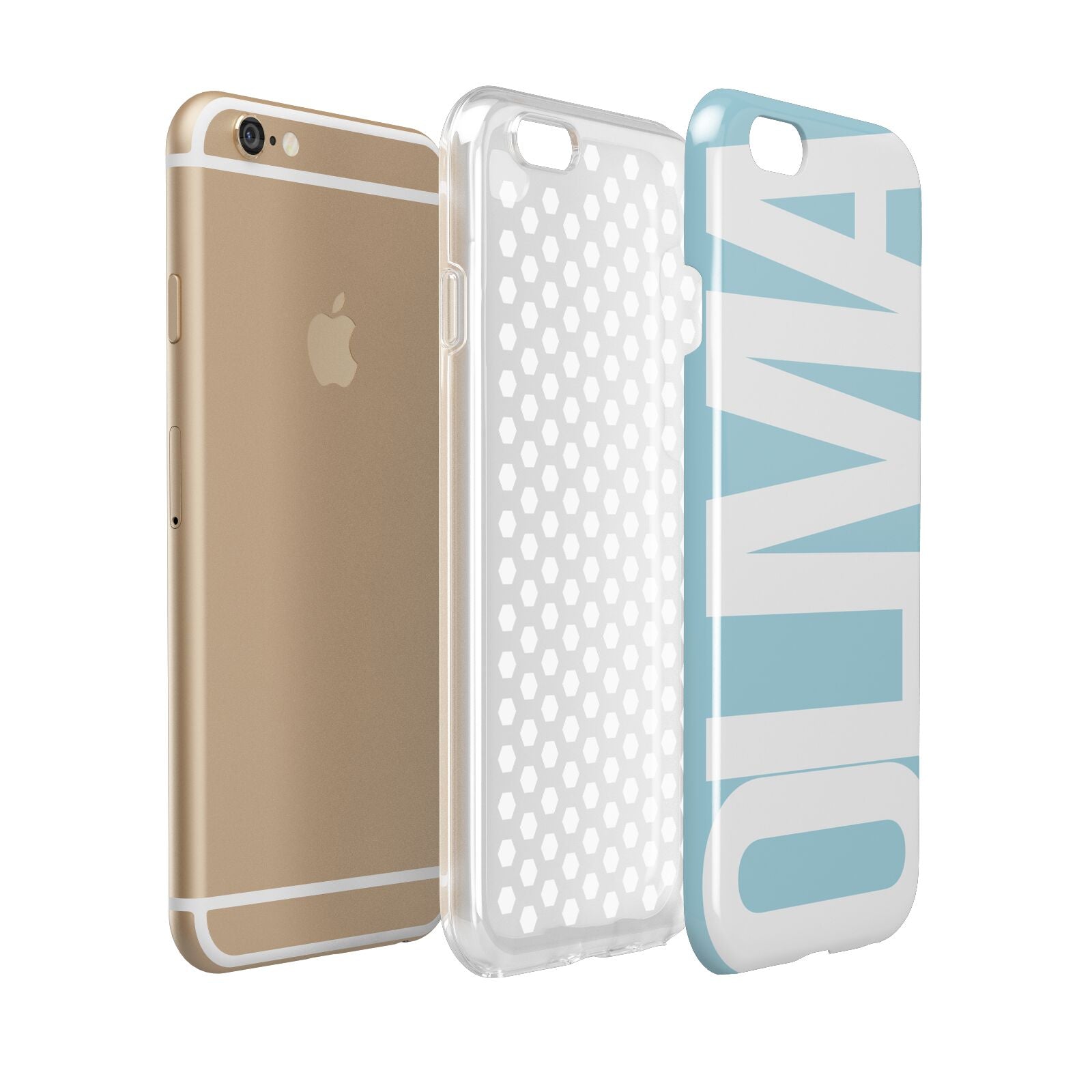 Light Blue with Bold White Name Apple iPhone 6 3D Tough Case Expanded view