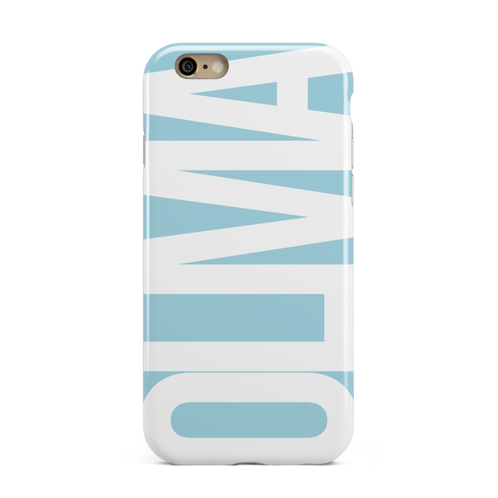 Light Blue with Bold White Name Apple iPhone 6 3D Tough Case