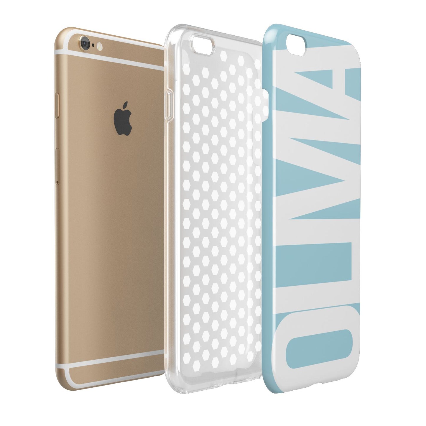 Light Blue with Bold White Name Apple iPhone 6 Plus 3D Tough Case Expand Detail Image