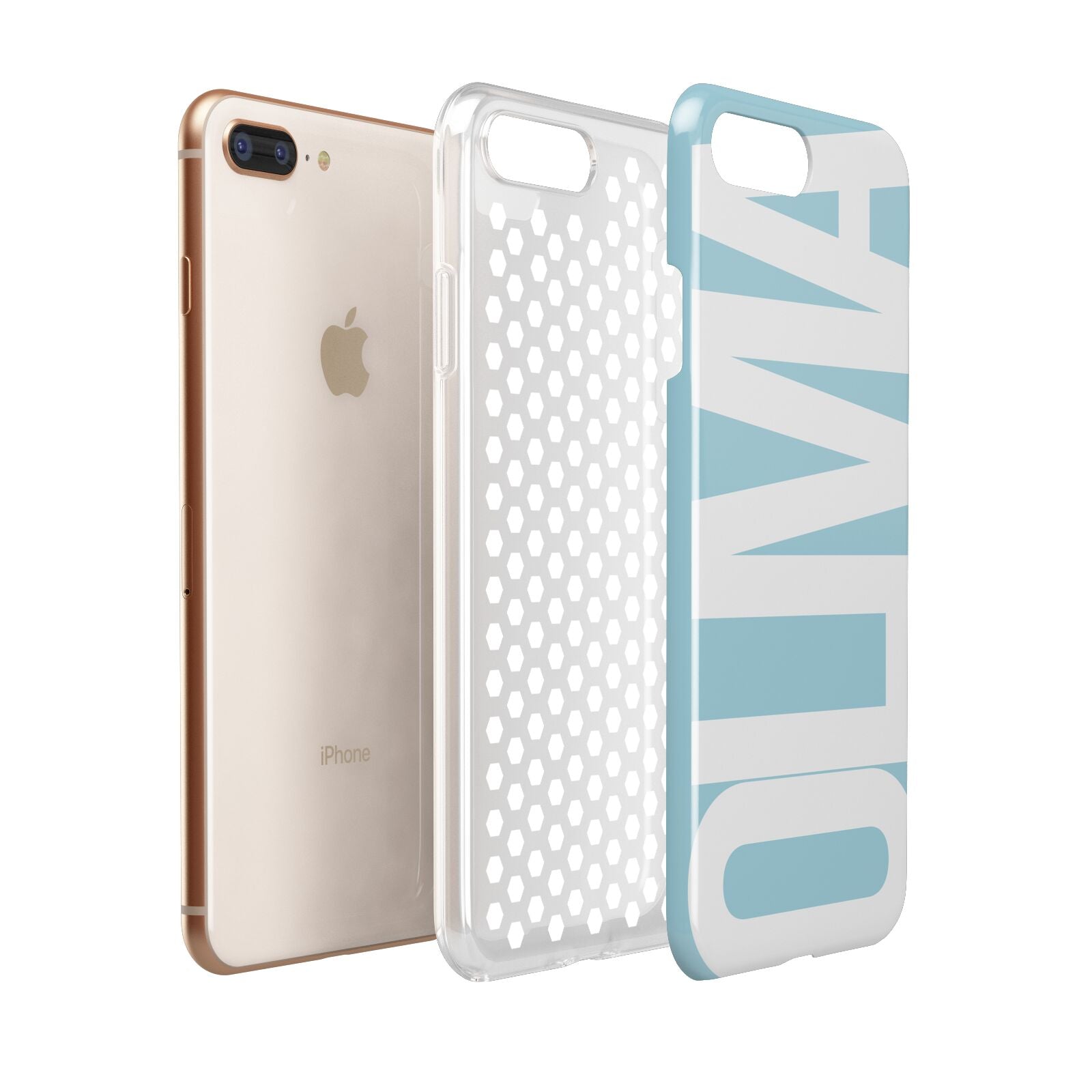 Light Blue with Bold White Name Apple iPhone 7 8 Plus 3D Tough Case Expanded View