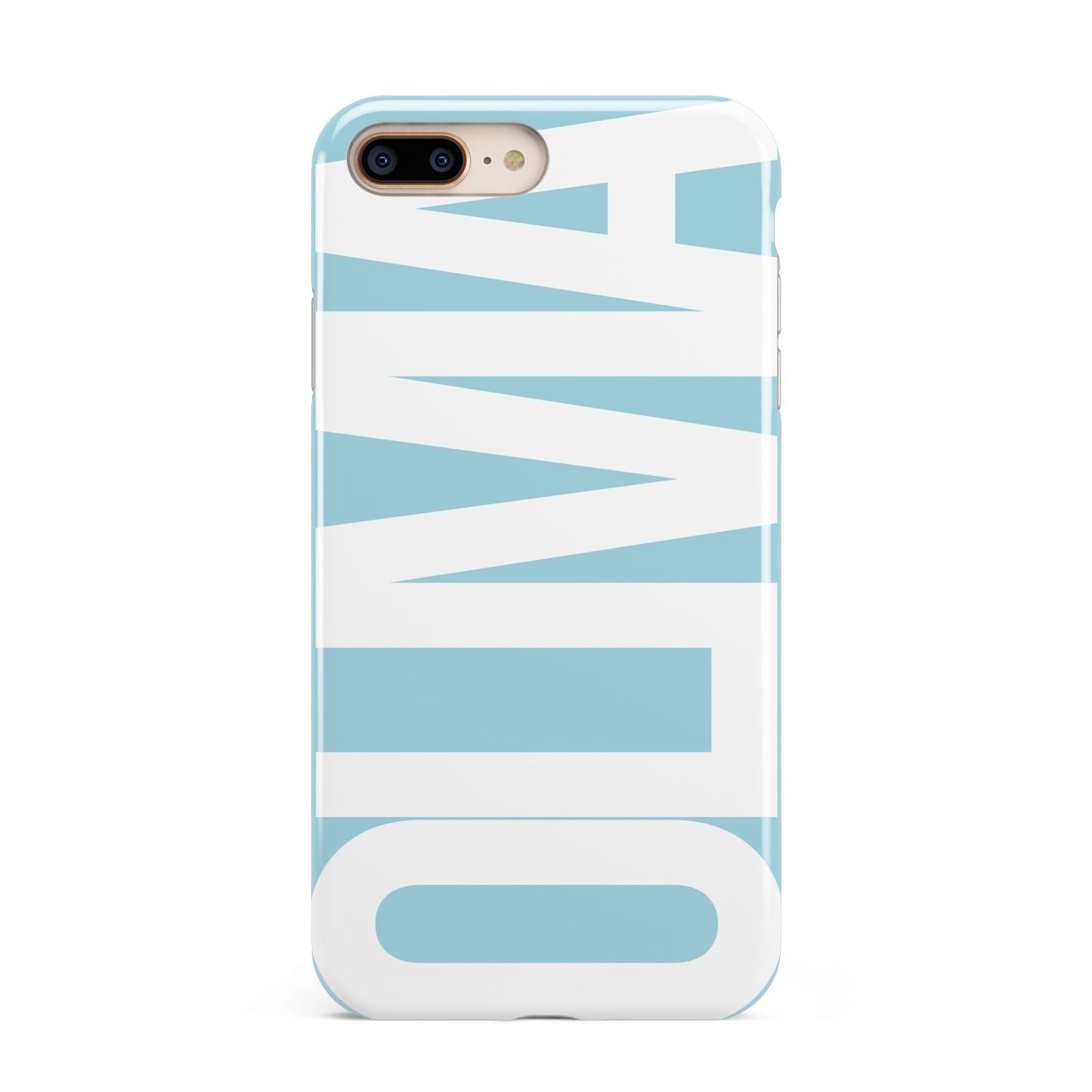 Light Blue with Bold White Name Apple iPhone 7 8 Plus 3D Tough Case