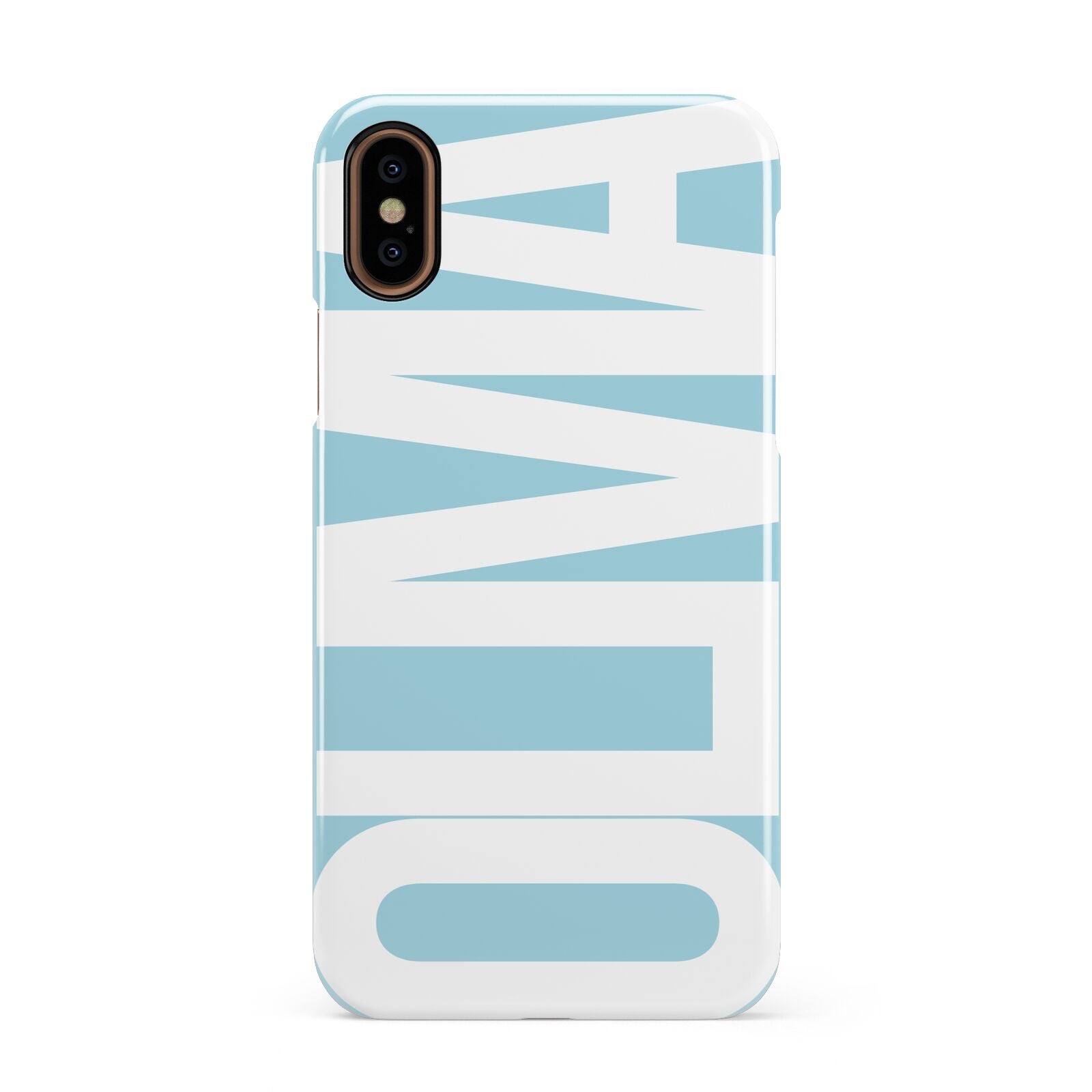 Light Blue with Bold White Name Apple iPhone XS 3D Snap Case