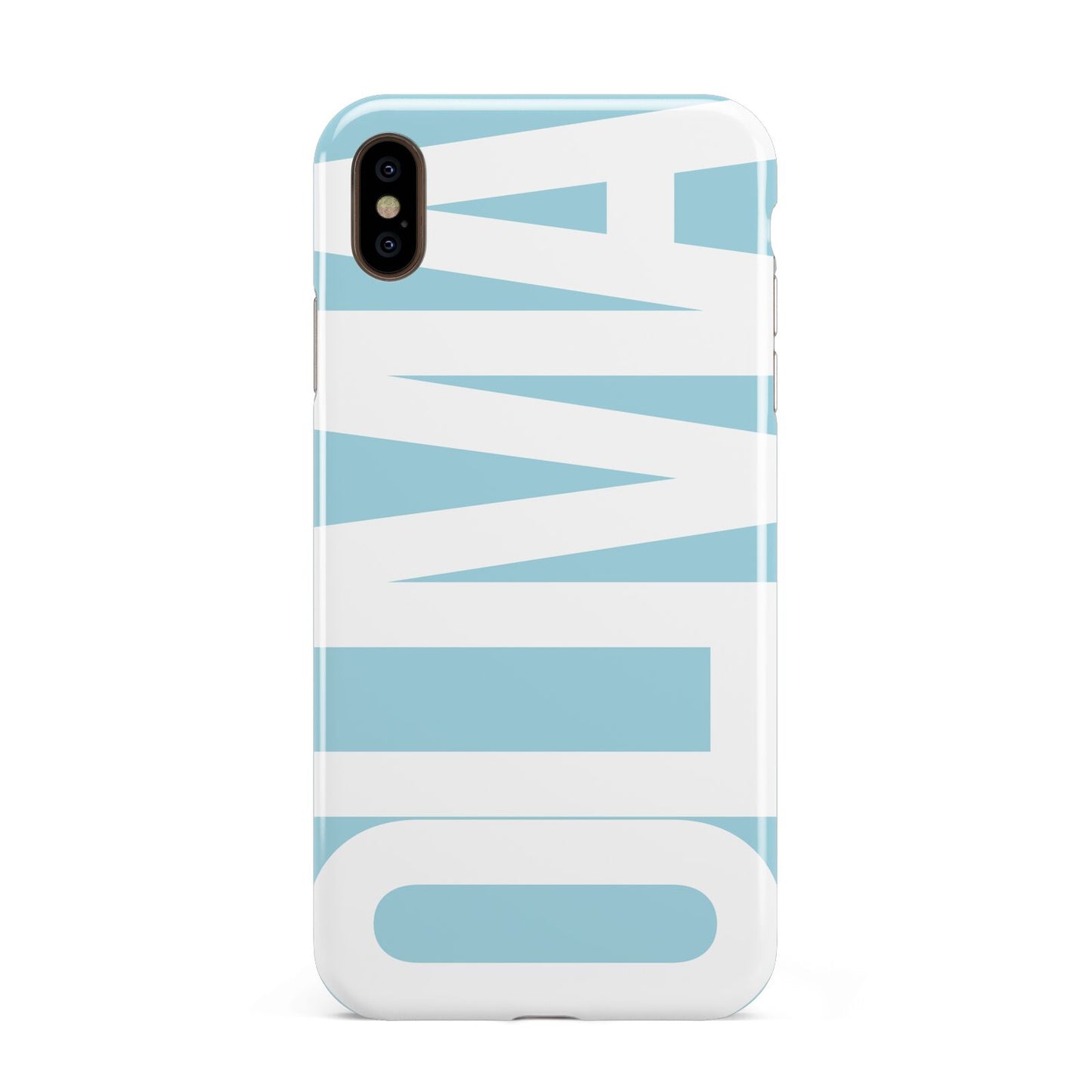 Light Blue with Bold White Name Apple iPhone Xs Max 3D Tough Case