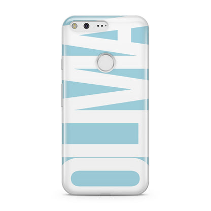 Light Blue with Bold White Name Google Pixel Case