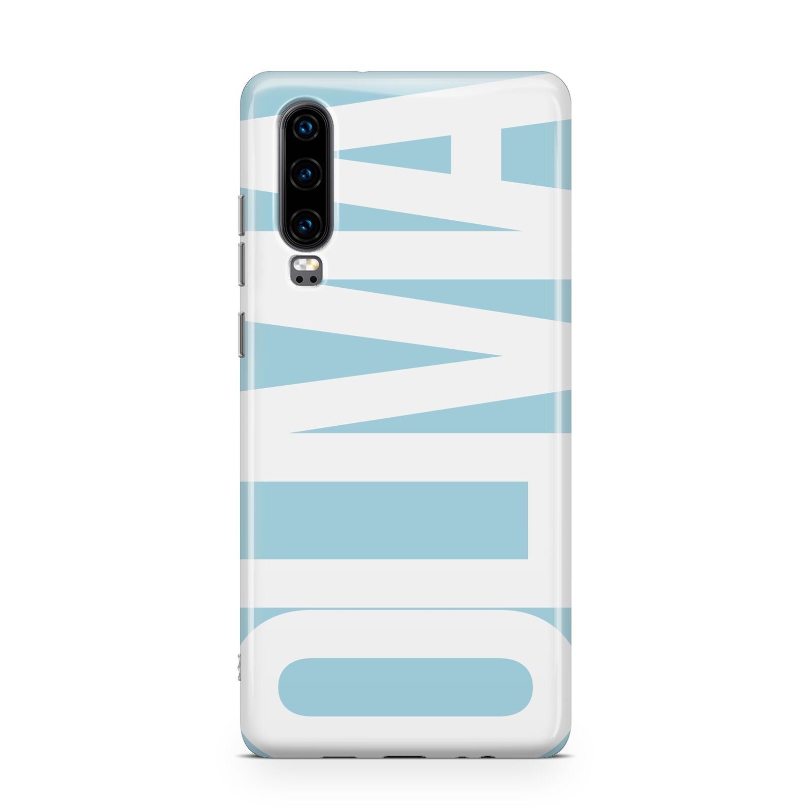 Light Blue with Bold White Name Huawei P30 Phone Case