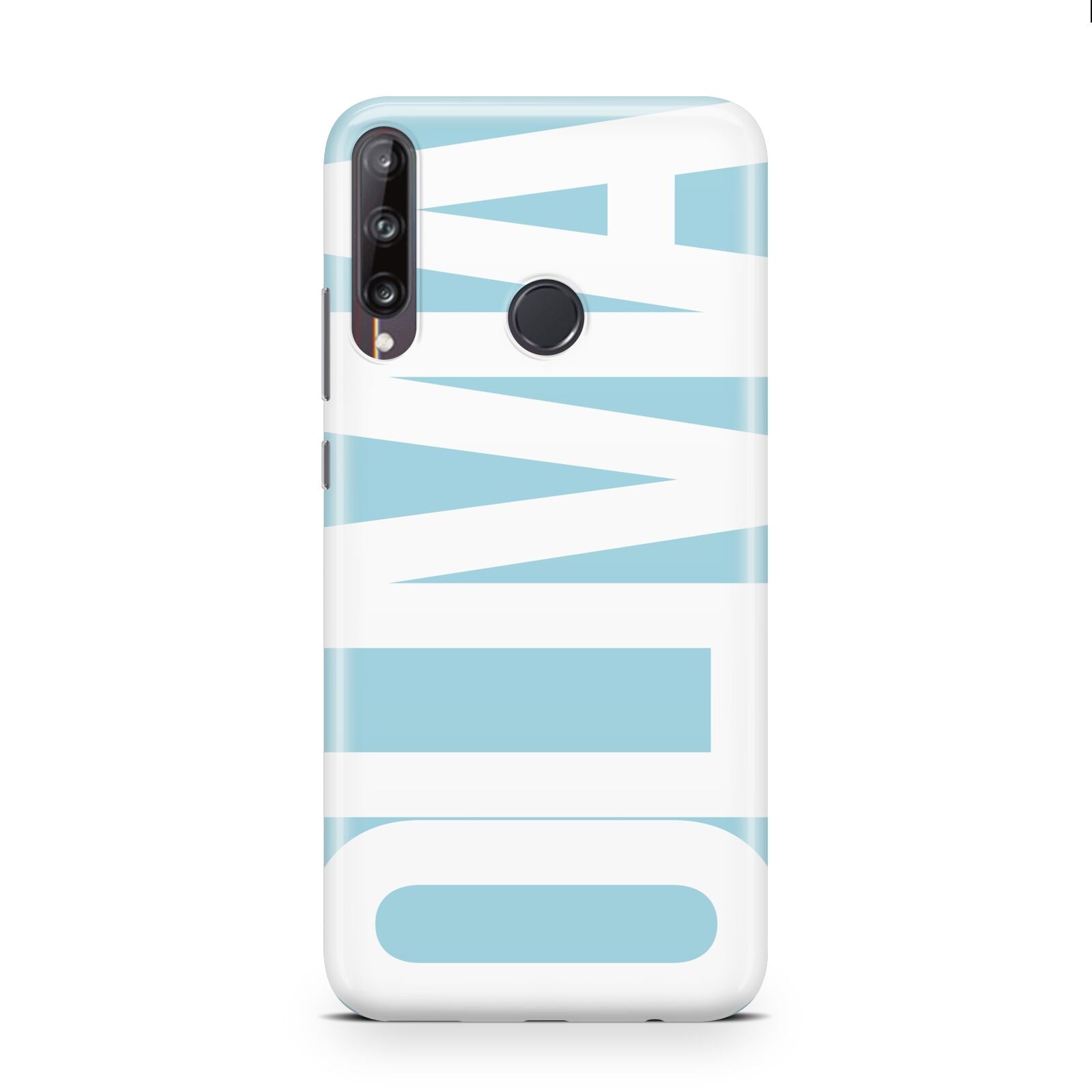 Light Blue with Bold White Name Huawei P40 Lite E Phone Case