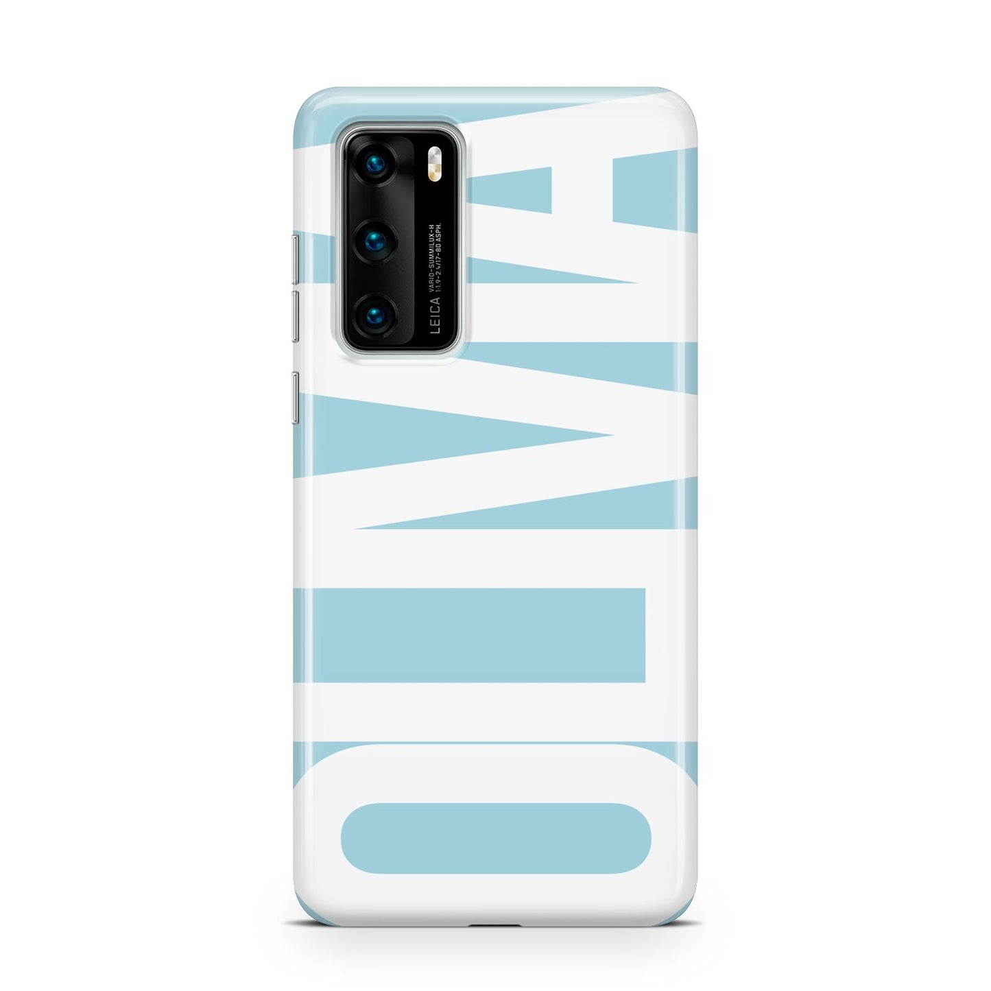 Light Blue with Bold White Name Huawei P40 Phone Case