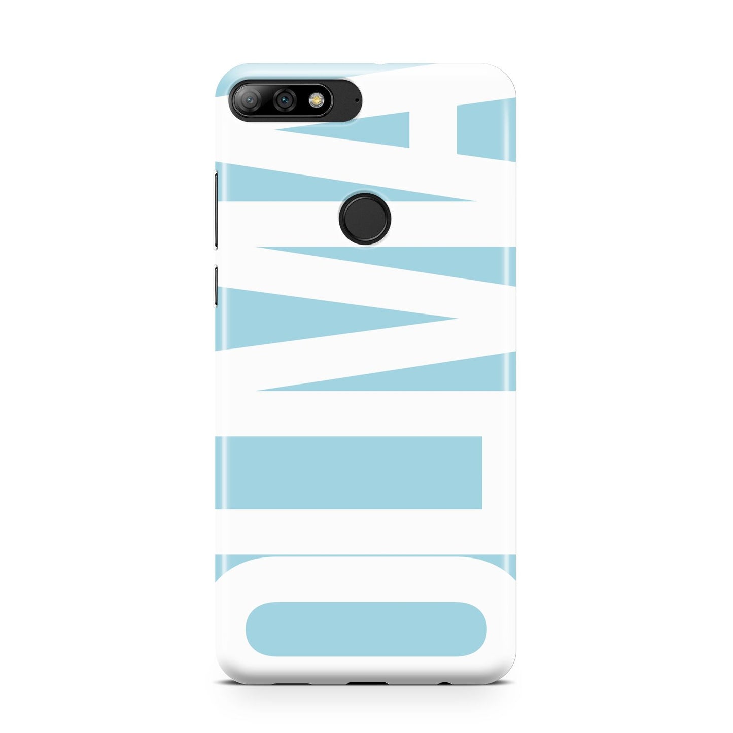 Light Blue with Bold White Name Huawei Y7 2018