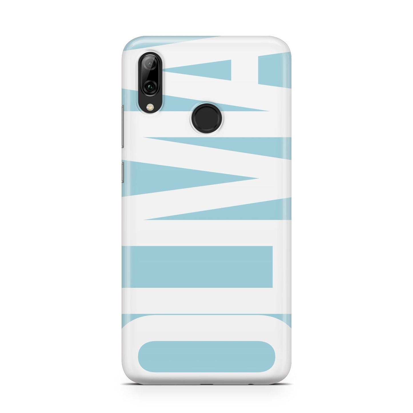 Light Blue with Bold White Name Huawei Y7 2019