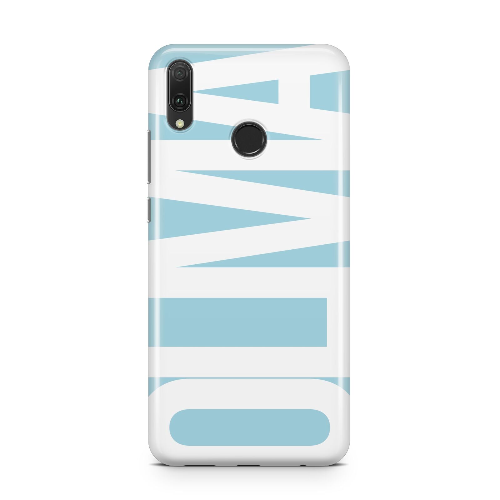 Light Blue with Bold White Name Huawei Y9 2019