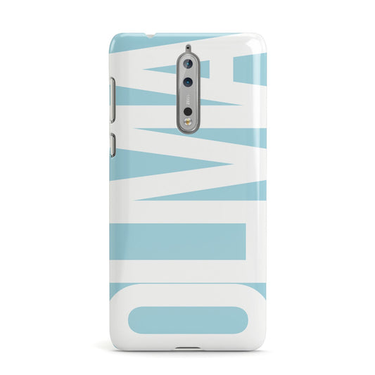 Light Blue with Bold White Name Nokia Case