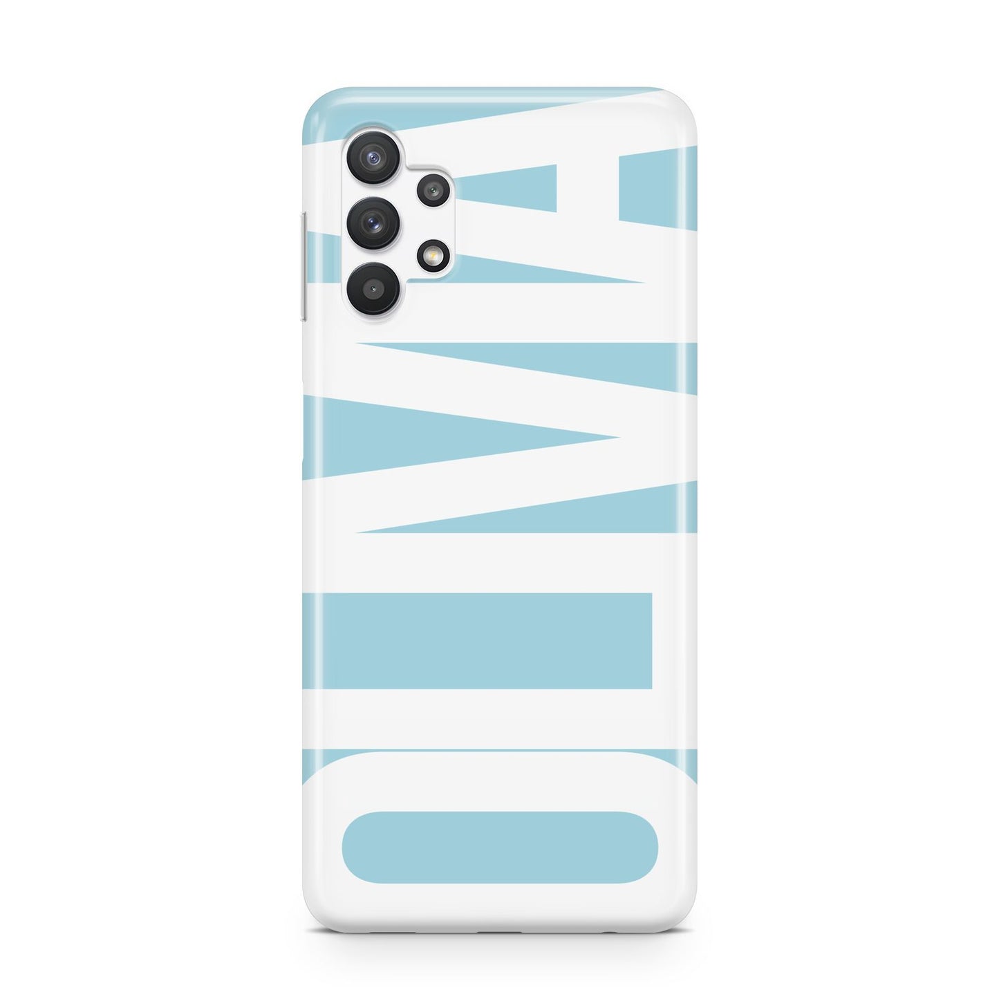 Light Blue with Bold White Name Samsung A32 5G Case