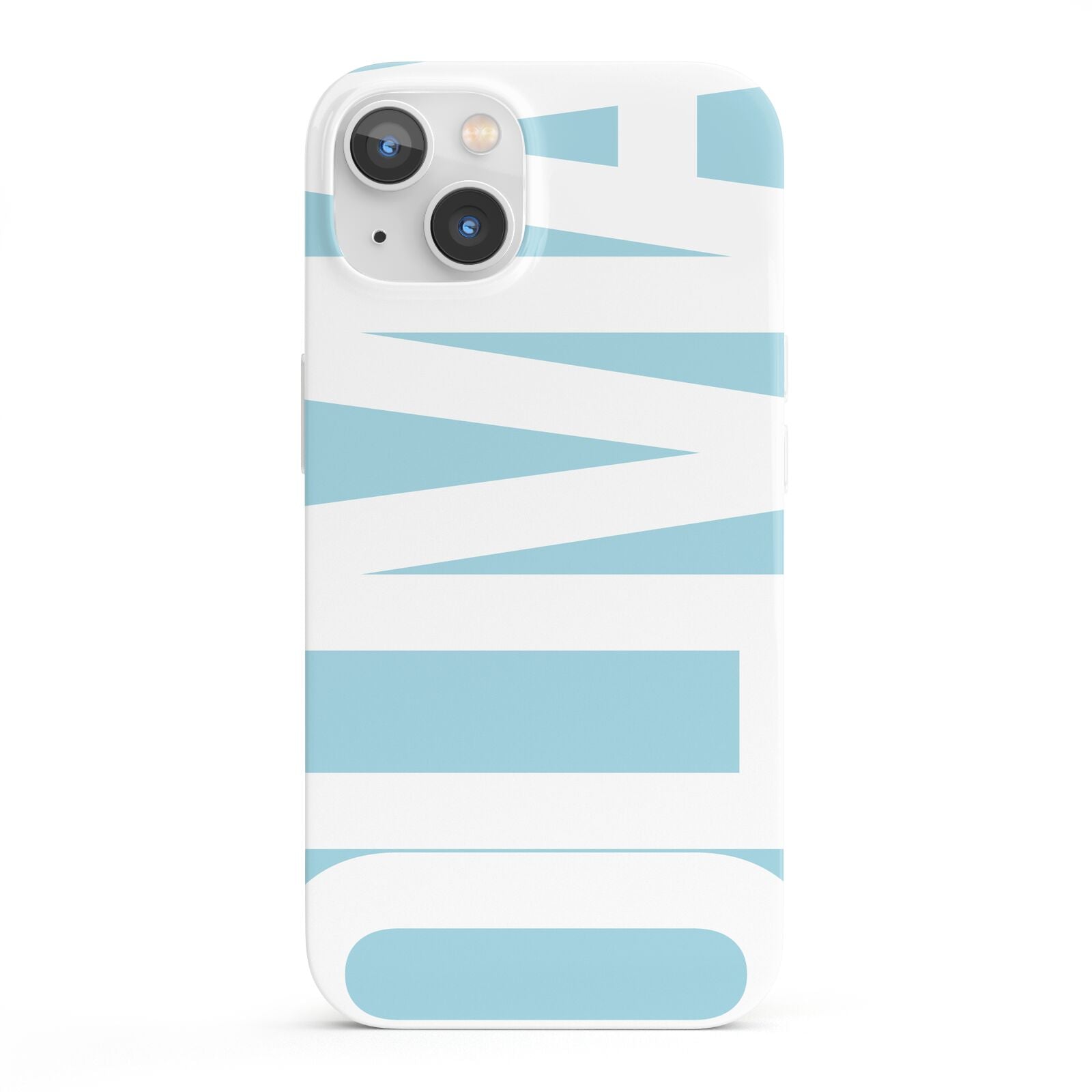 Light Blue with Bold White Name iPhone 13 Full Wrap 3D Snap Case