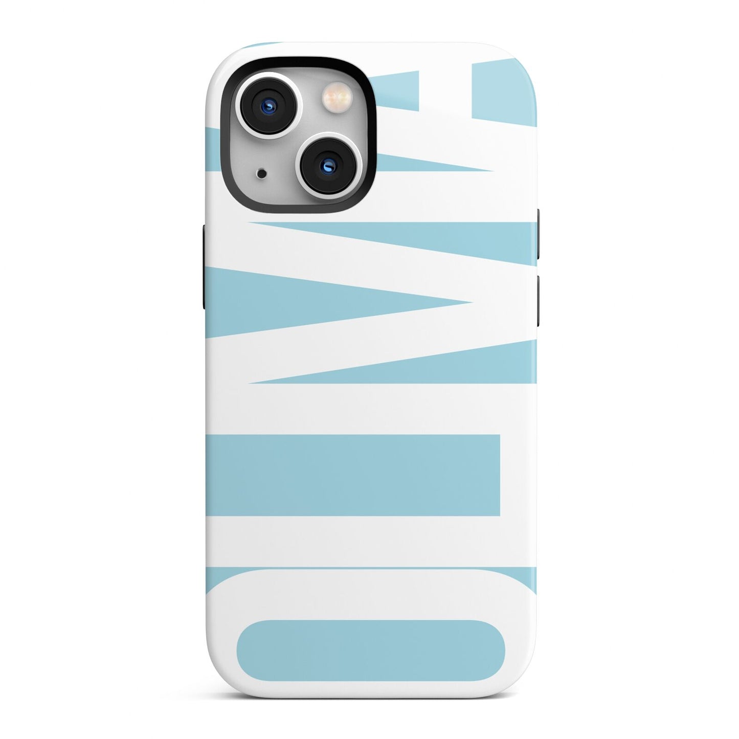 Light Blue with Bold White Name iPhone 13 Mini Full Wrap 3D Tough Case