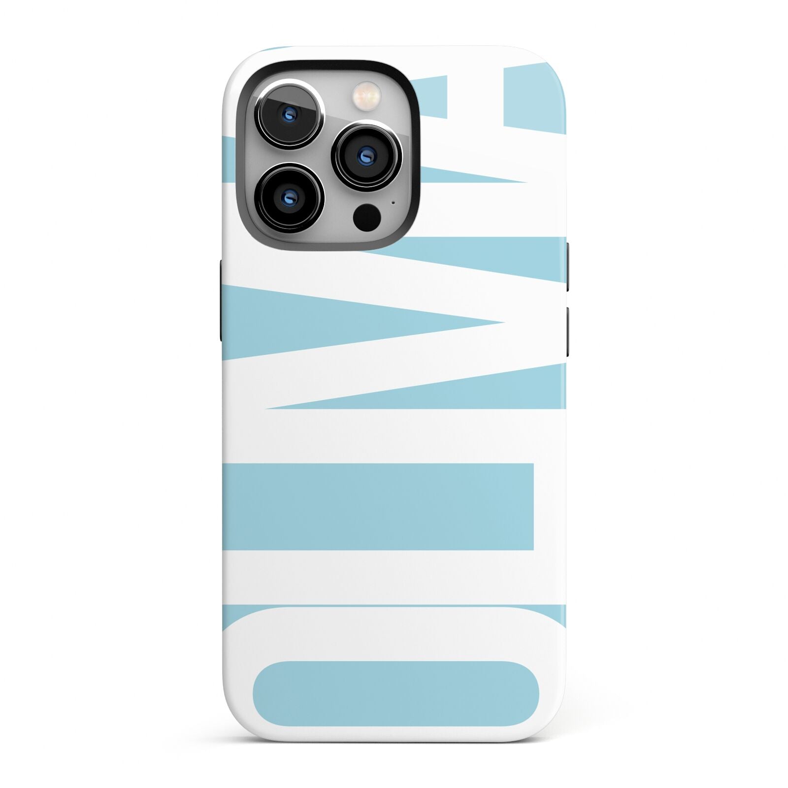 Light Blue with Bold White Name iPhone 13 Pro Full Wrap 3D Tough Case