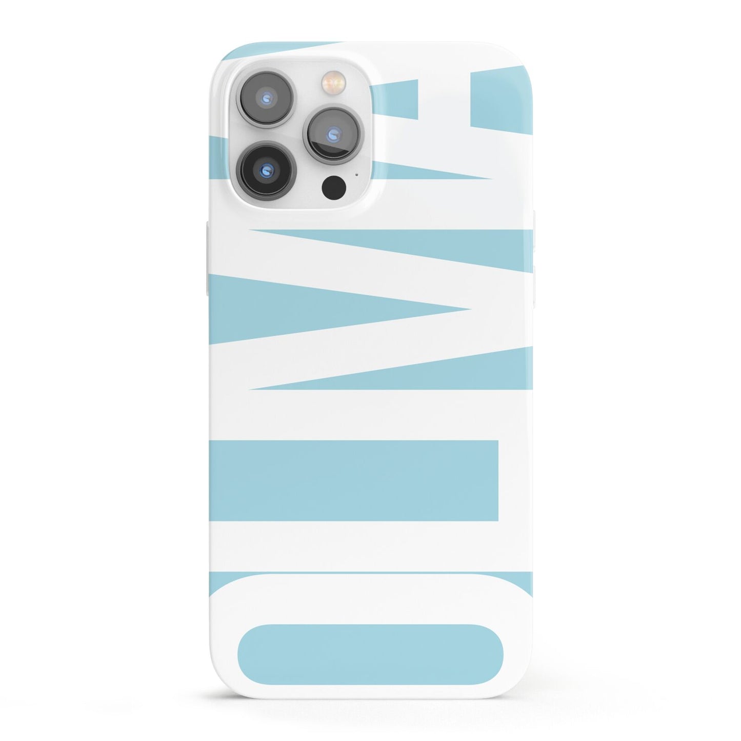 Light Blue with Bold White Name iPhone 13 Pro Max Full Wrap 3D Snap Case