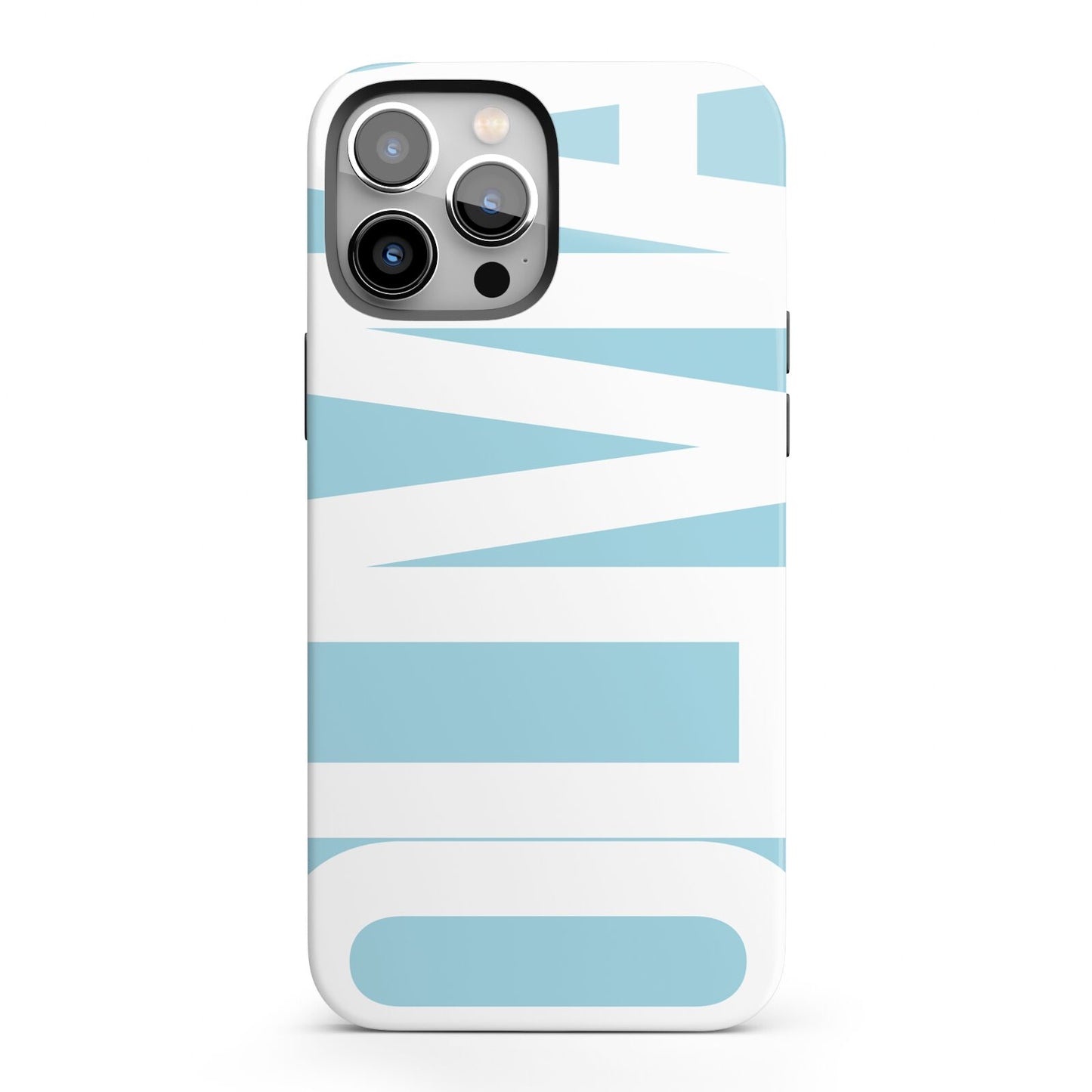 Light Blue with Bold White Name iPhone 13 Pro Max Full Wrap 3D Tough Case