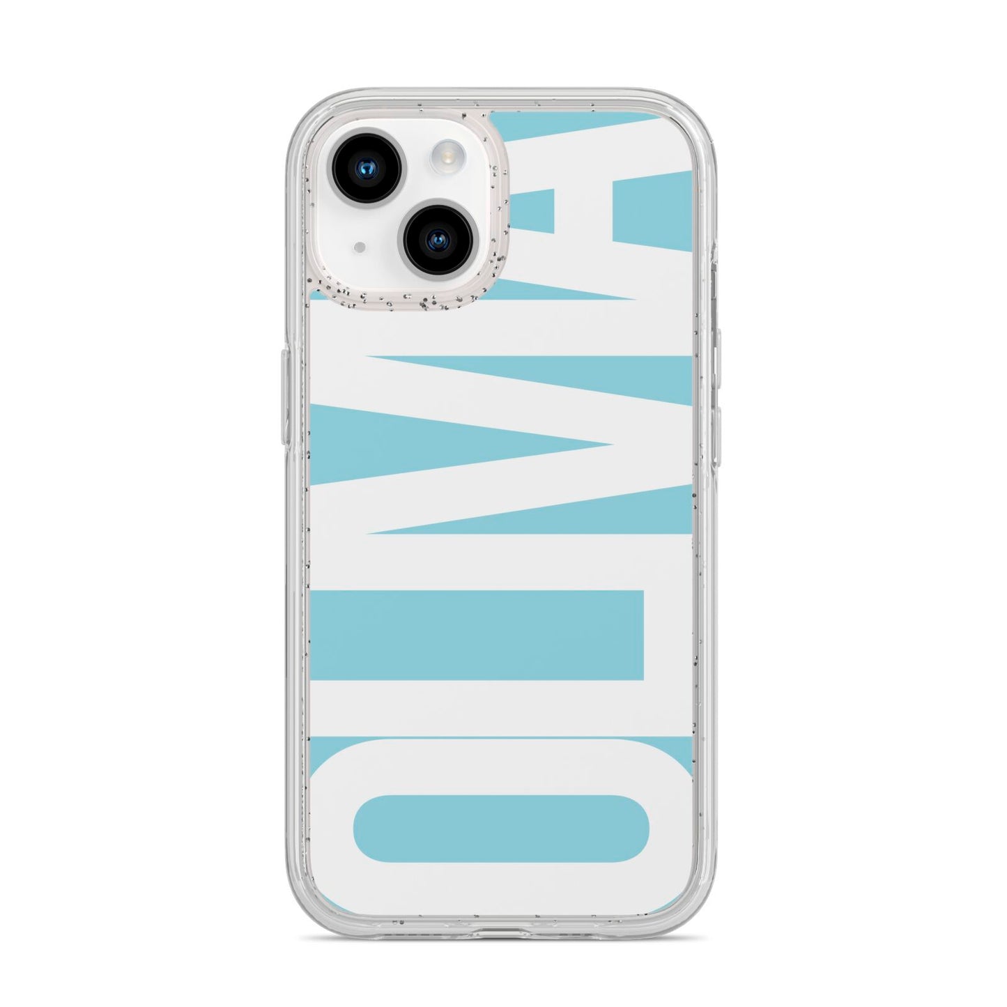 Light Blue with Bold White Name iPhone 14 Glitter Tough Case Starlight