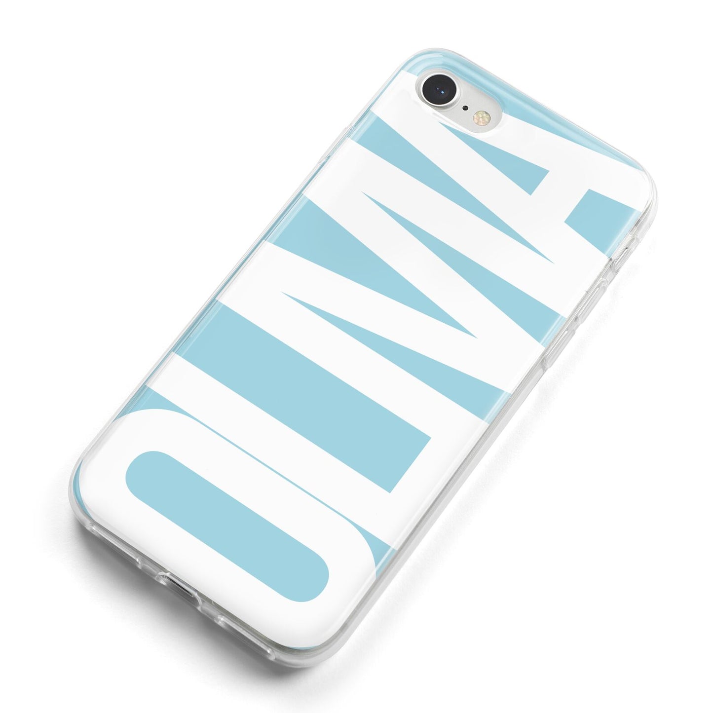 Light Blue with Bold White Name iPhone 8 Bumper Case on Silver iPhone Alternative Image