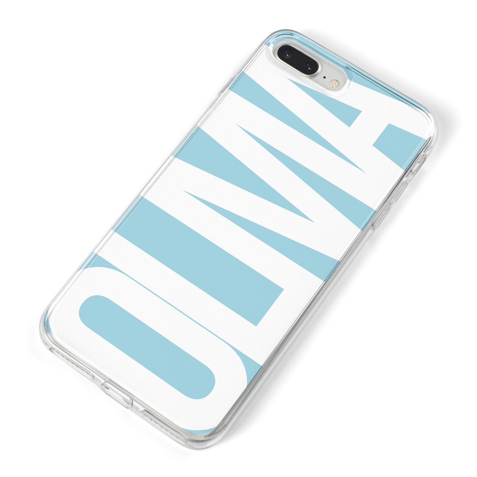 Light Blue with Bold White Name iPhone 8 Plus Bumper Case on Silver iPhone Alternative Image