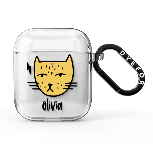 Lightning Cat Face Custom AirPods Clear Case