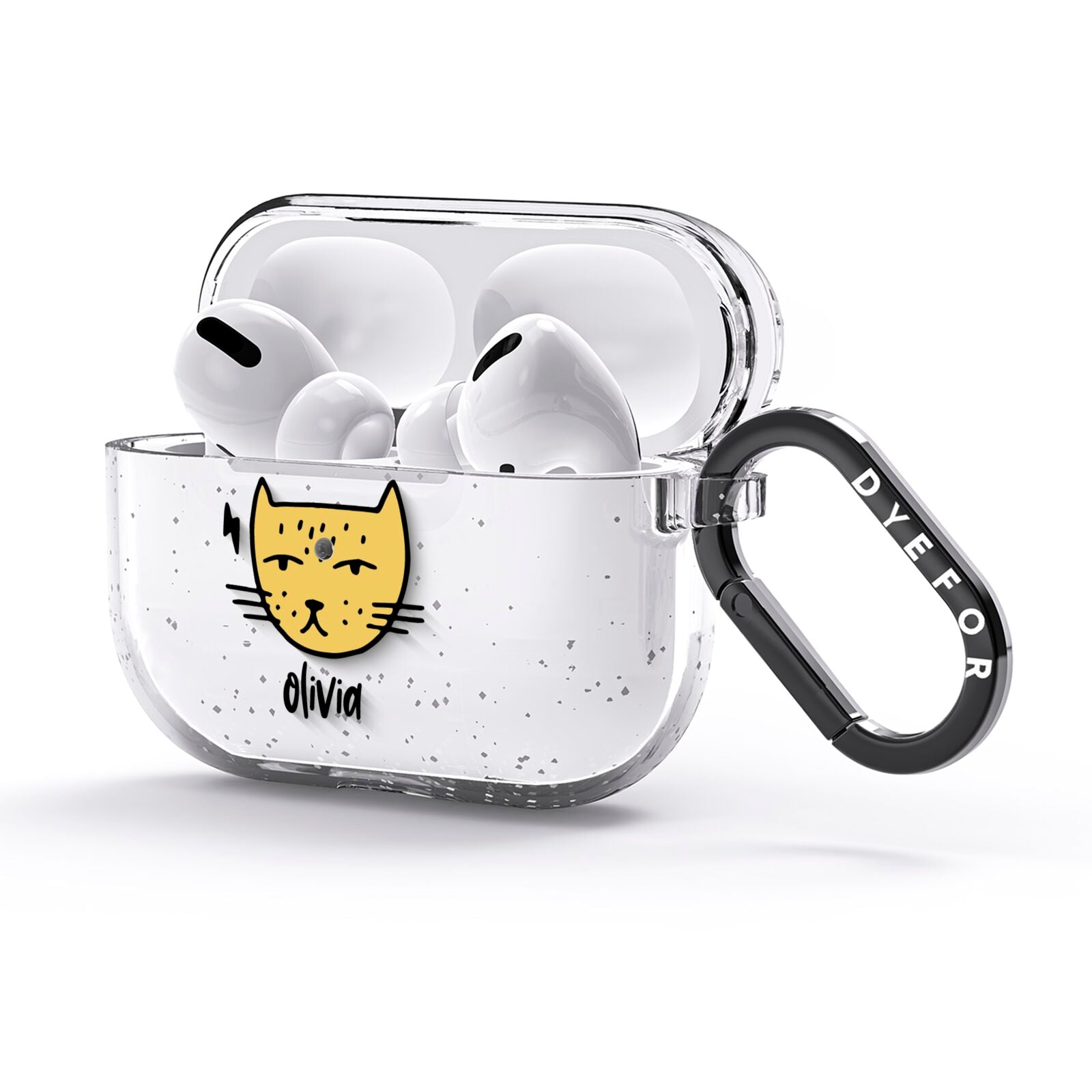 Lightning Cat Face Custom AirPods Glitter Case 3rd Gen Side Image