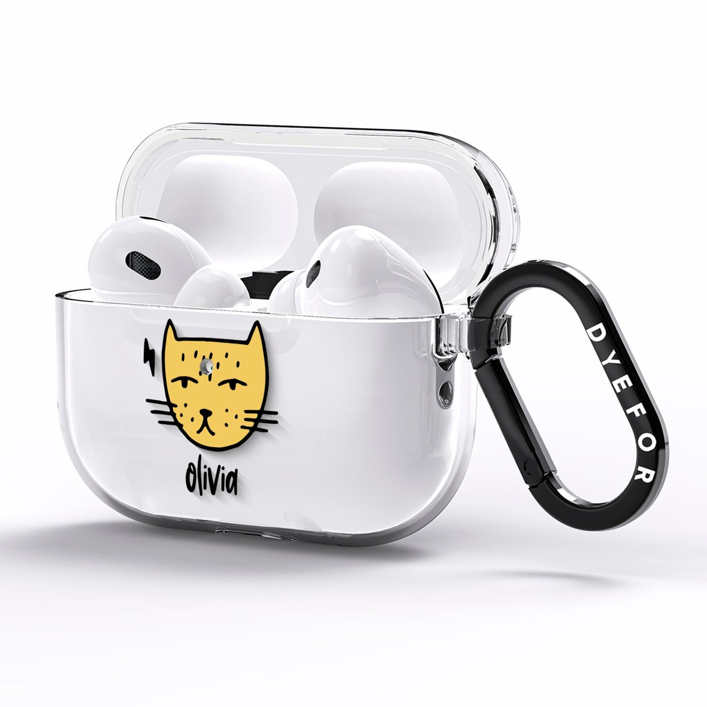 Lightning Cat Face Custom AirPods Pro Clear Case Side Image