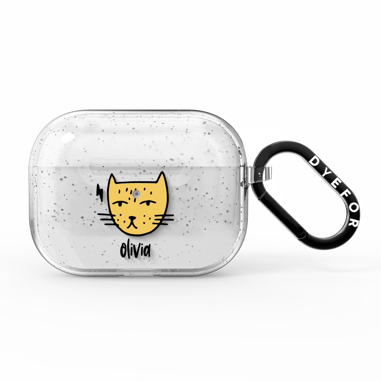 Lightning Cat Face Custom AirPods Pro Glitter Case