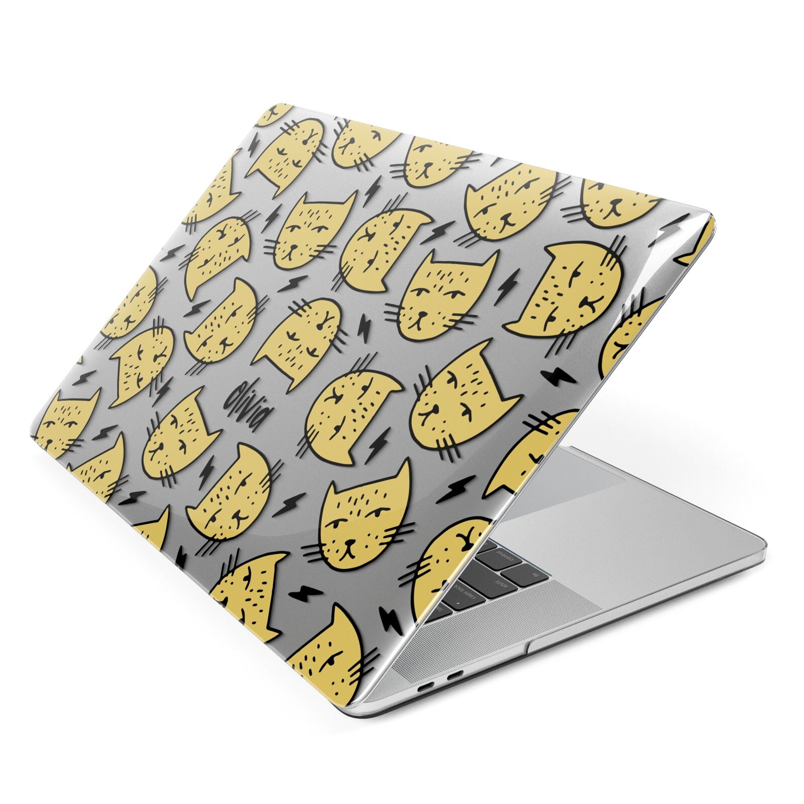 Lightning Cat Face Custom Apple MacBook Case Side View