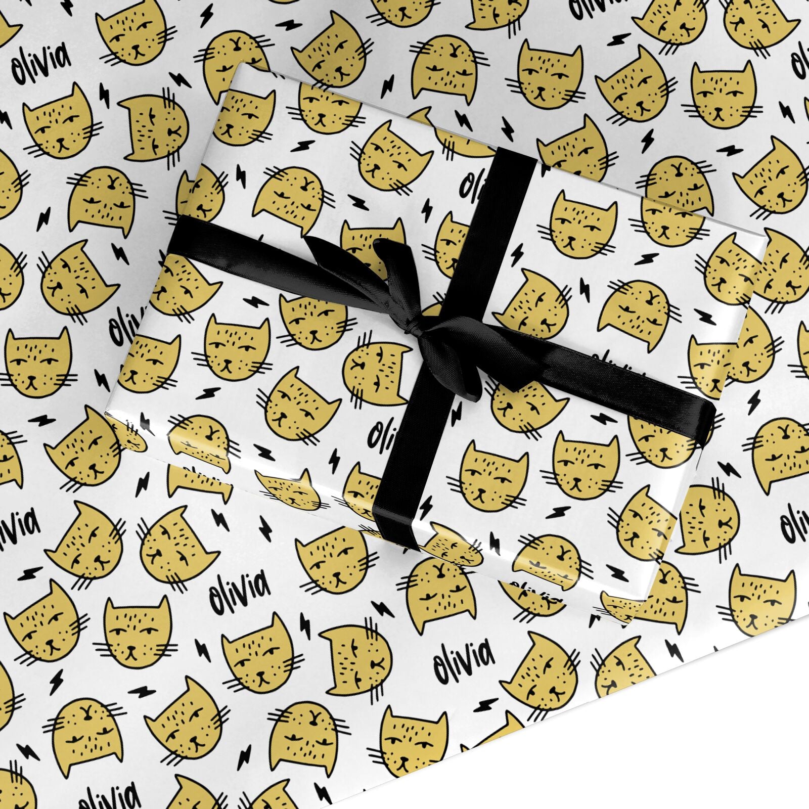 Lightning Cat Face Custom Custom Wrapping Paper